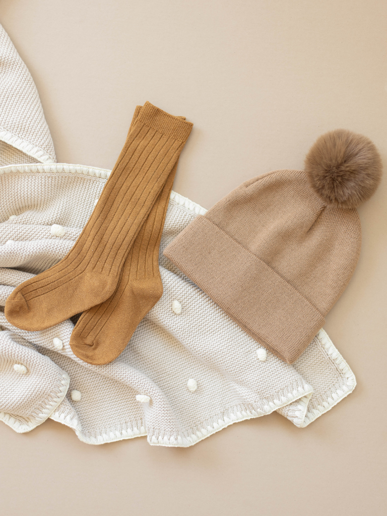Brown Pom Pom Beanie