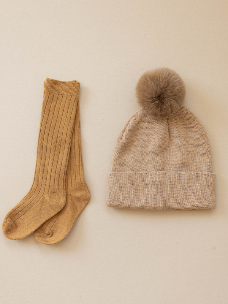 Brown Pom Pom Beanie