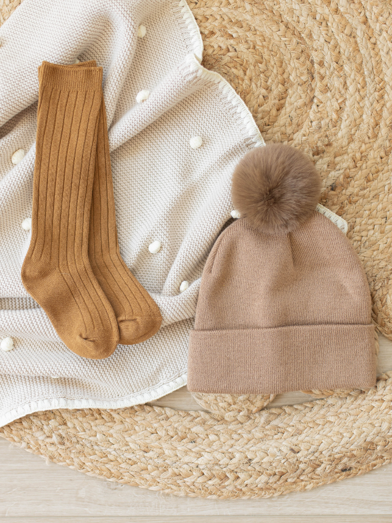Brown Pom Pom Beanie