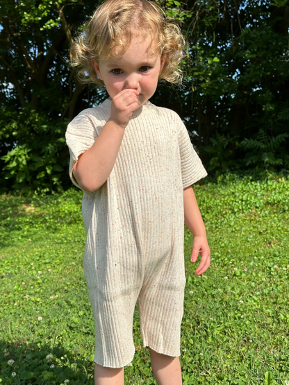 Speckled Ribbed Knit Romper