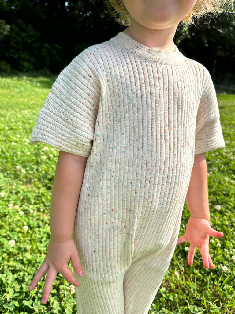 Speckled Ribbed Knit Romper