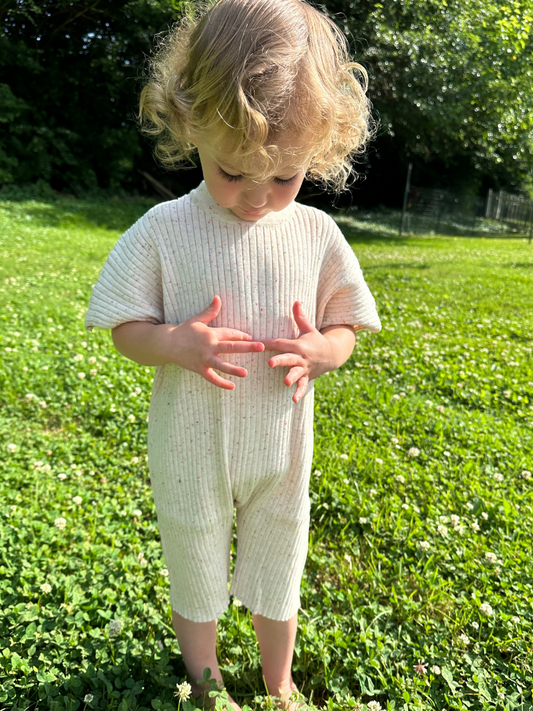 Speckled Ribbed Knit Romper